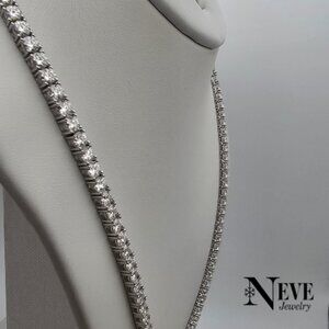 Sterling Silver 925 Genuine Moissanite Gemstone Tennis Necklace